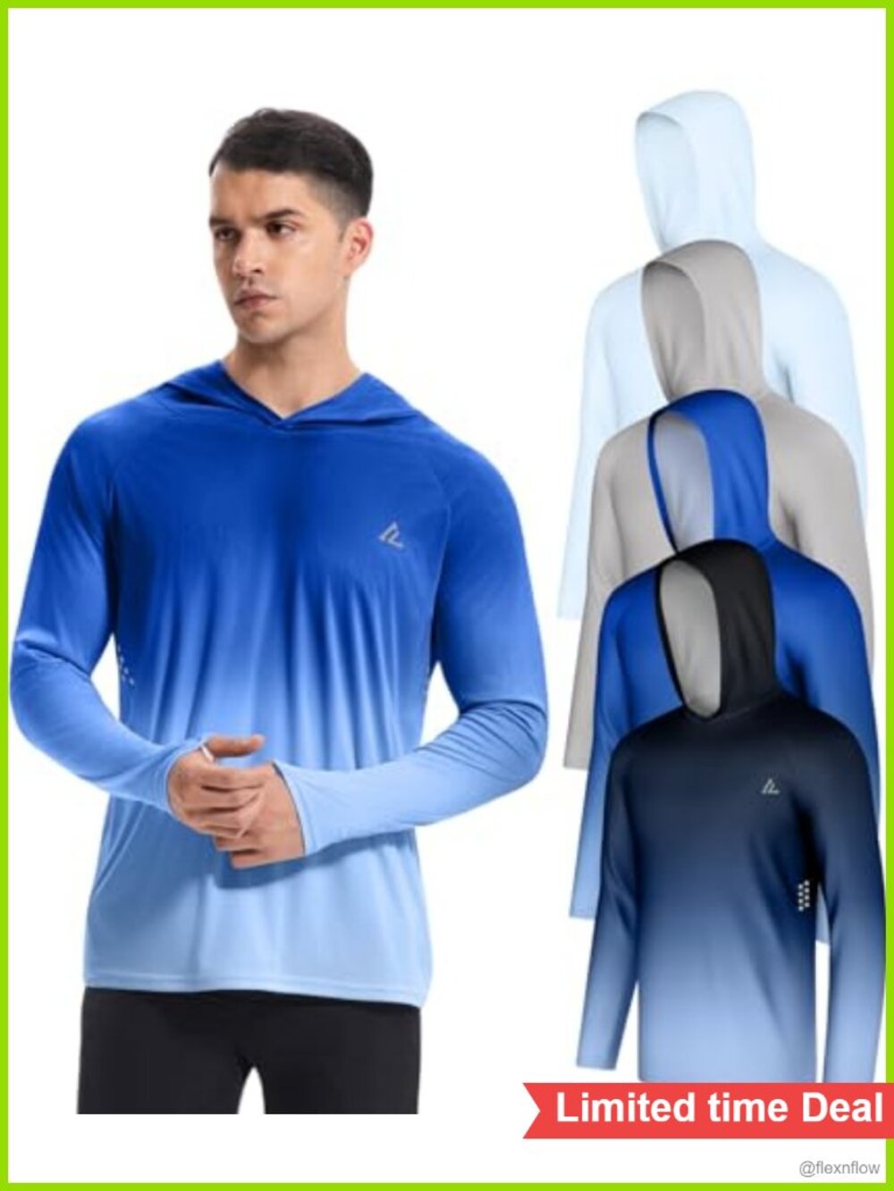 Men's UPF 50+ Long Sleeve Sun Hoodie Fishing Shirt 4 Pack
